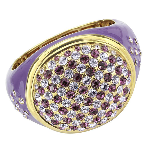 MALO4326 - Gold Brass Bangle with Top Grade Crystal  in Amethyst