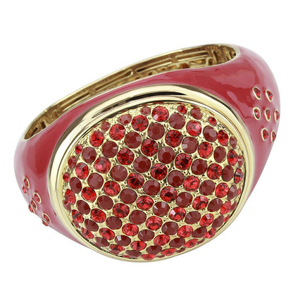 MALO4327 - Gold Brass Bangle with Synthetic Synthetic Glass in Red Series