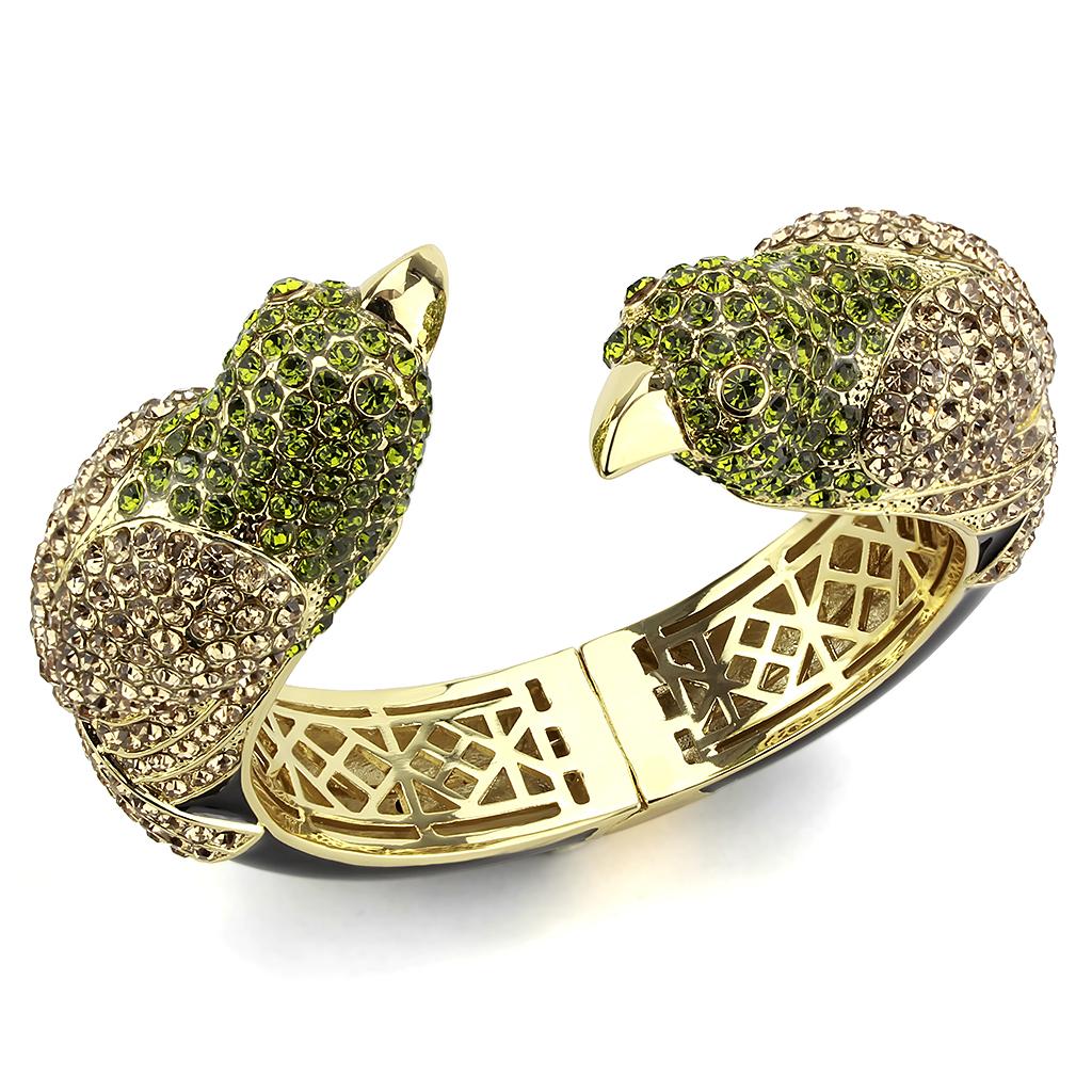 MALO4331 - Gold Brass Bangle with Top Grade Crystal  in Multi Color