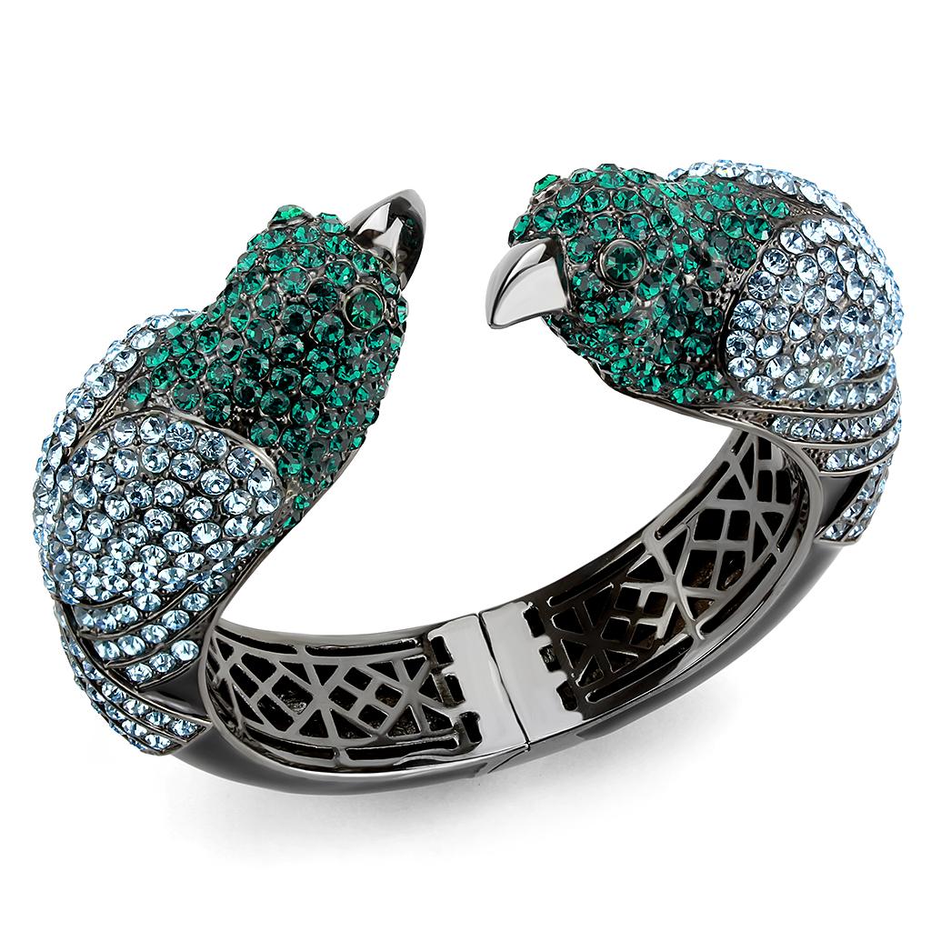 MALO4332 - Ruthenium Brass Bangle with Top Grade Crystal  in Multi Color