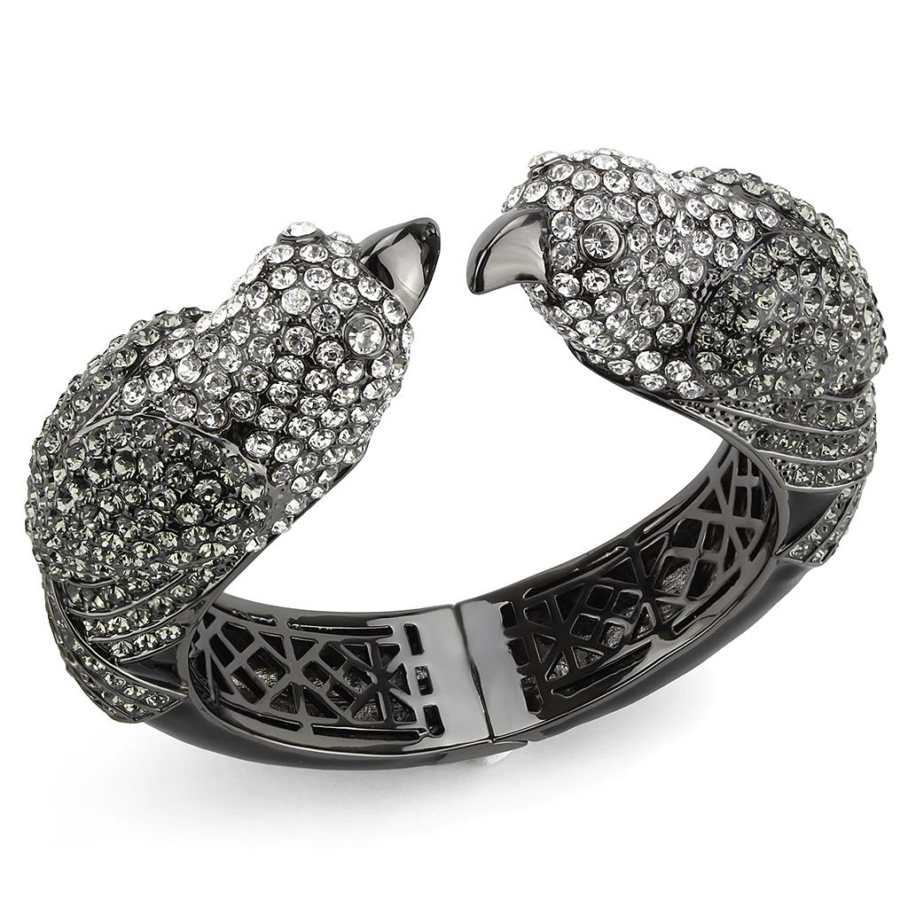 MALO4333 - Ruthenium Brass Bangle with Top Grade Crystal  in Multi Color