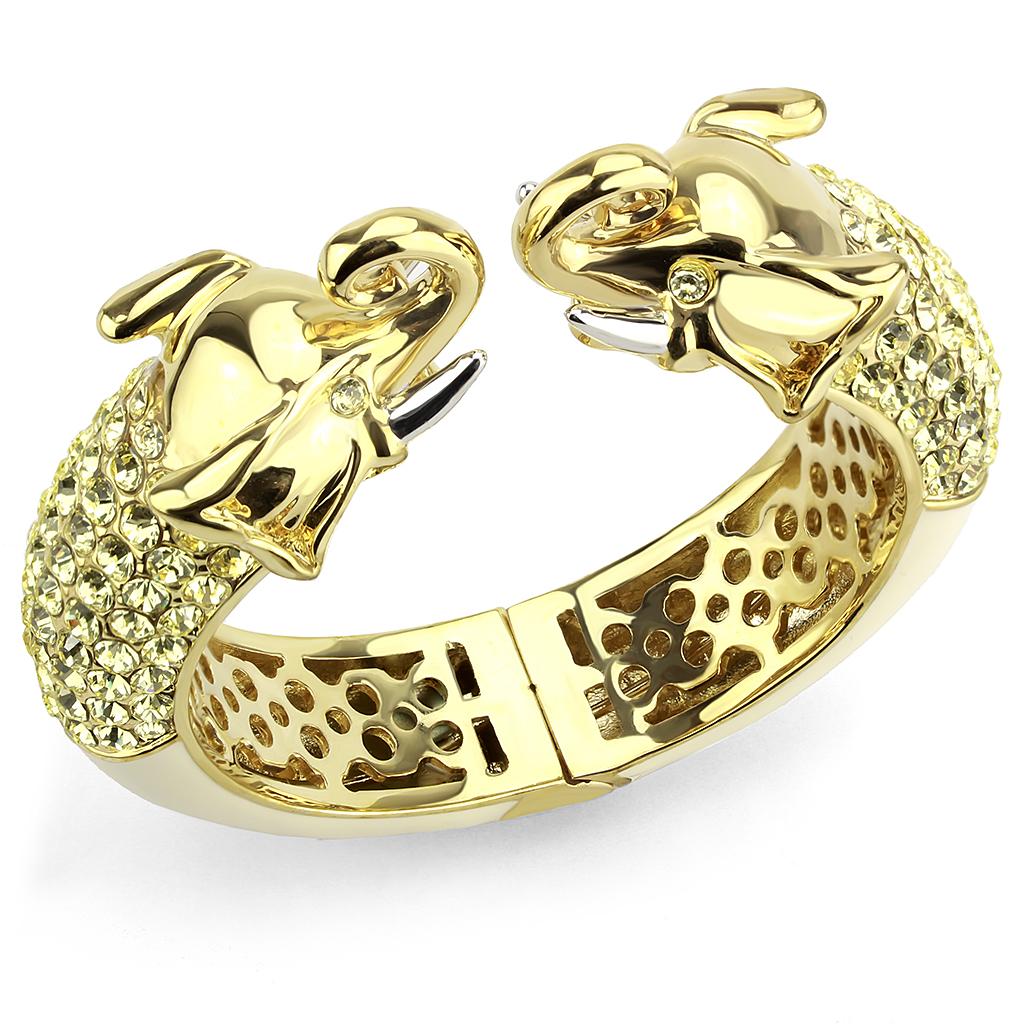 MALO4334 - Gold+Rhodium Brass Bangle with Top Grade Crystal  in Citrine Yellow