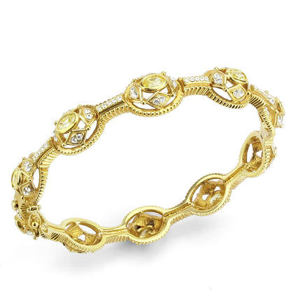 MALO4335 - Gold Brass Bangle with AAA Grade CZ  in Citrine Yellow