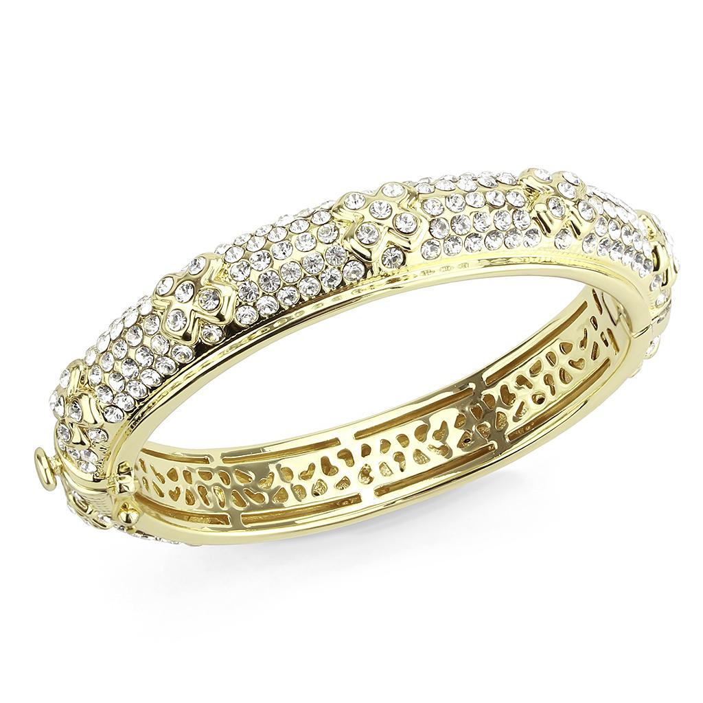 MALO4339 - Gold Brass Bangle with Top Grade Crystal  in Clear