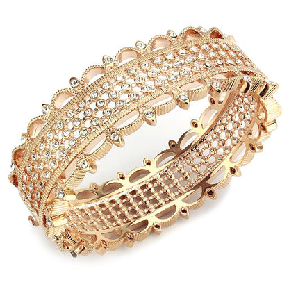 MALO4344 - Rose Gold Brass Bangle with Top Grade Crystal  in Clear