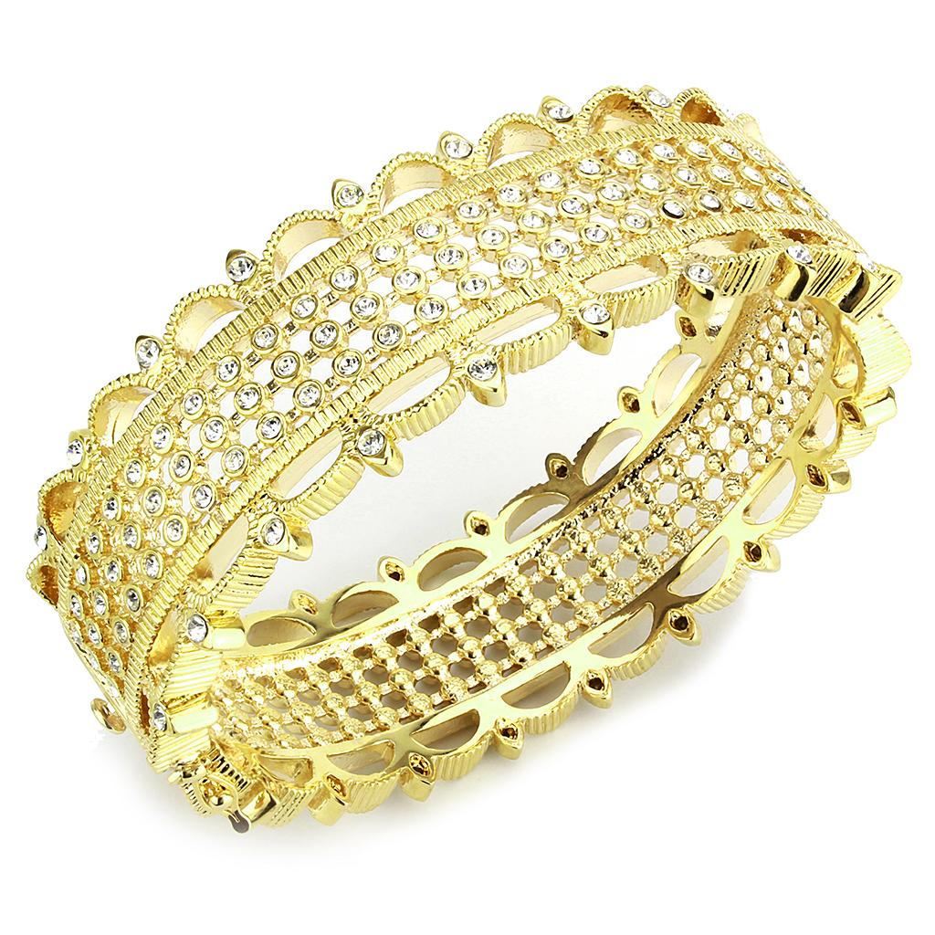 MALO4345 - Gold Brass Bangle with Top Grade Crystal  in Clear