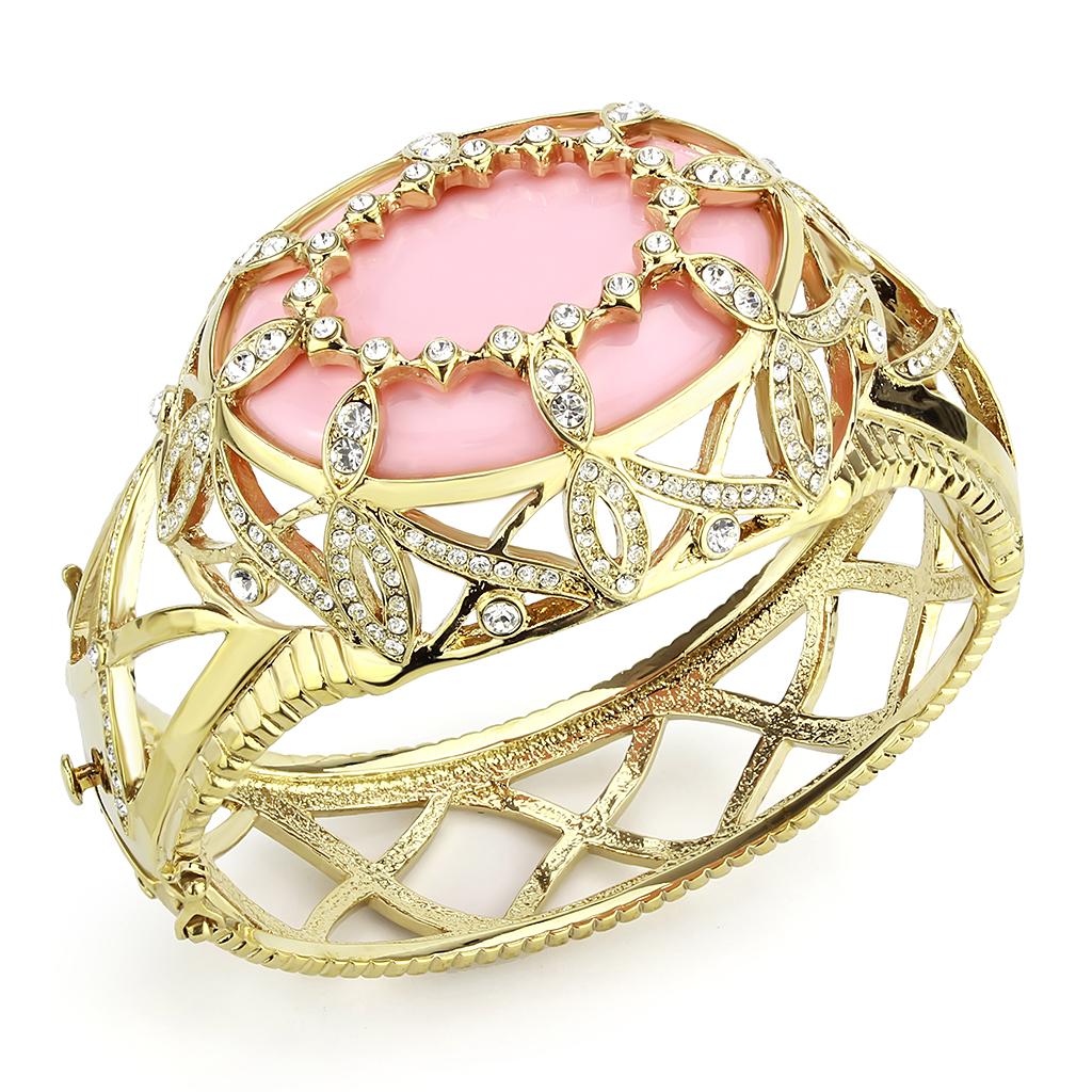 MALO4347 - Gold Brass Bangle with Synthetic  in Rose
