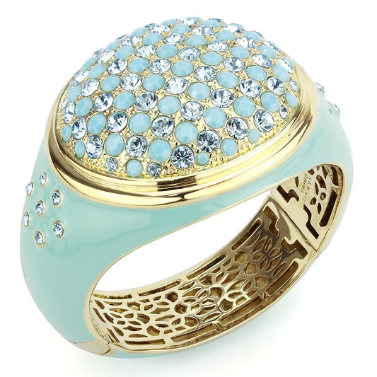 MALO4350 - Gold Brass Bangle with Top Grade Crystal  in Multi Color