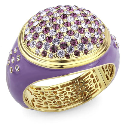 MALO4353 - Gold Brass Bangle with Top Grade Crystal  in Multi Color