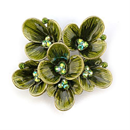 MALO443 - Antique Silver White Metal Brooches with Top Grade Crystal  in Multi Color