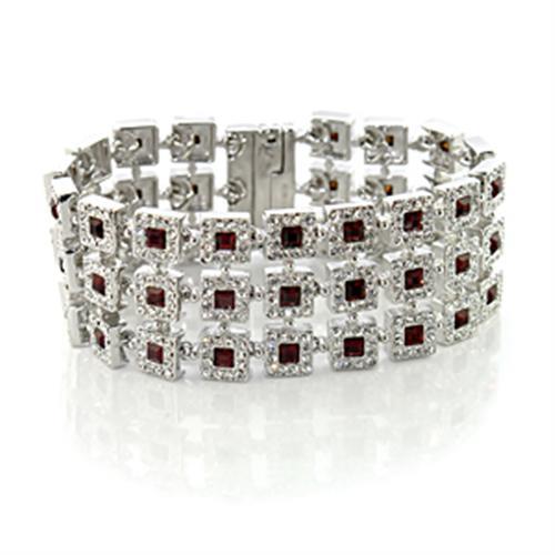 MALO444 - Rhodium Brass Bracelet with Top Grade Crystal  in Siam