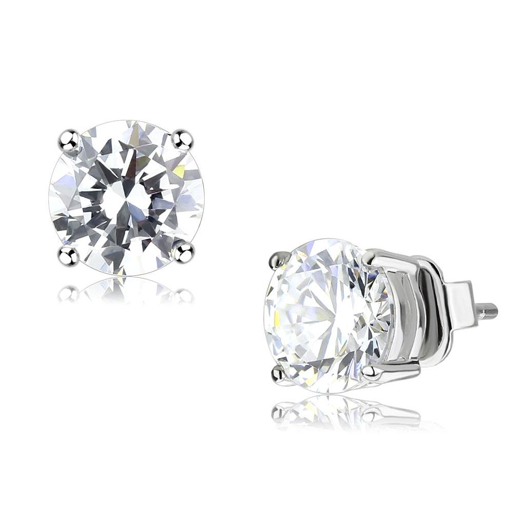 MALO4632 - Rhodium Brass Earrings with AAA Grade CZ  in Clear