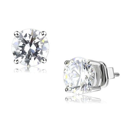 MALO4632 - Rhodium Brass Earrings with AAA Grade CZ  in Clear