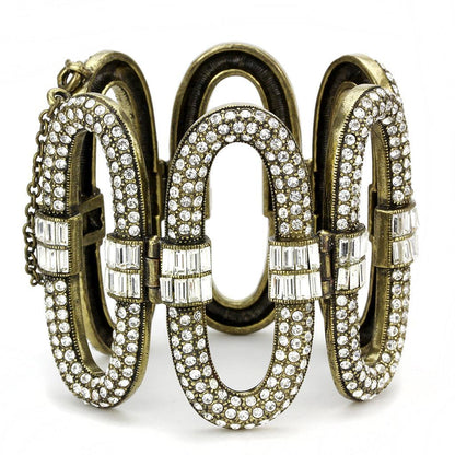 MALO4657 - Antique Copper White Metal Bracelet with Top Grade Crystal  in Clear