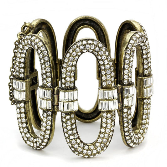 MALO4657 - Antique Copper White Metal Bracelet with Top Grade Crystal  in Clear