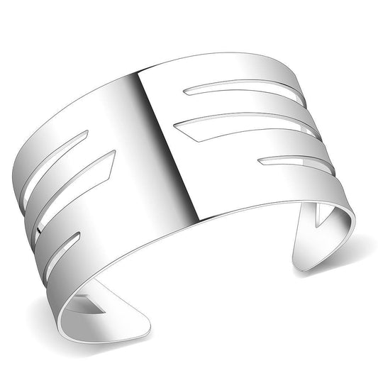MALO4659 - Matte Rhodium & Rhodium Stainless Steel Bangle with No Stone