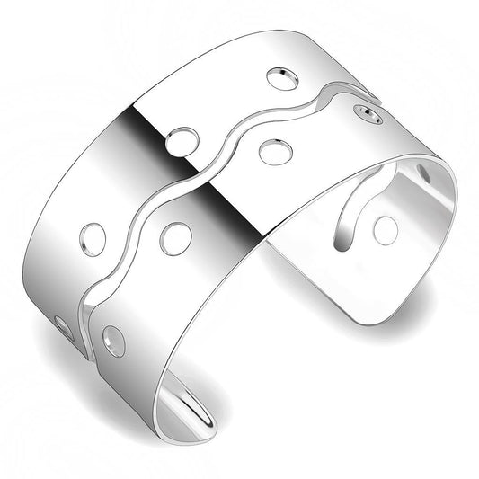 MALO4660 - Matte Rhodium & Rhodium Stainless Steel Bangle with No Stone