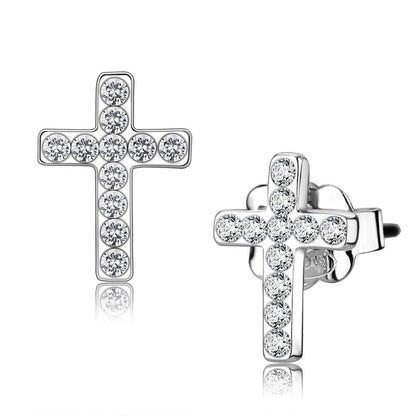 MALO4665 - Silver+ e-coating Brass Earrings with Top Grade Crystal  in Clear