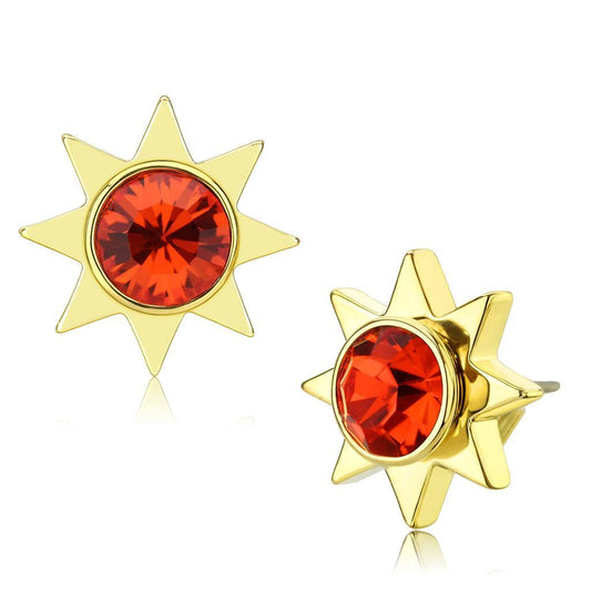 MALO4675 - Gold Brass Earrings with Top Grade Crystal  in Orange