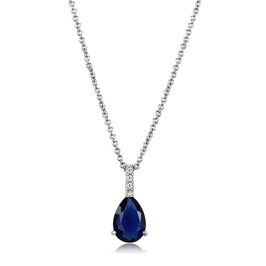 MALO4683 - Rhodium Brass Chain Pendant with Synthetic  in Montana
