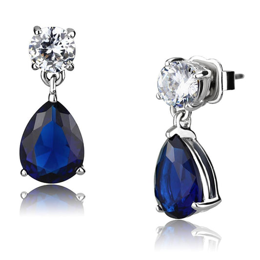 MALO4684 - Rhodium Brass Earrings with Synthetic Synthetic Glass in Montana