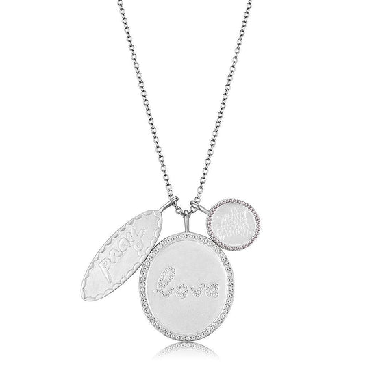 MALO4693 - Rhodium+Brushed Brass Necklace with Top Grade Crystal  in Light Amethyst