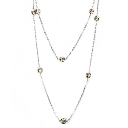 MALO4703 Imitation Rhodium Brass Necklace with AAA Grade CZ in Champagne