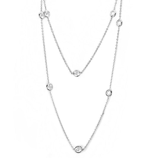 MALO4704 - Rhodium Brass Necklace with AAA Grade CZ  in Clear