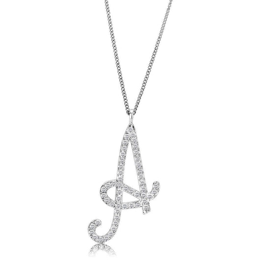 MALO4707 - Silver Brass Chain Pendant with Top Grade Crystal  in Clear
