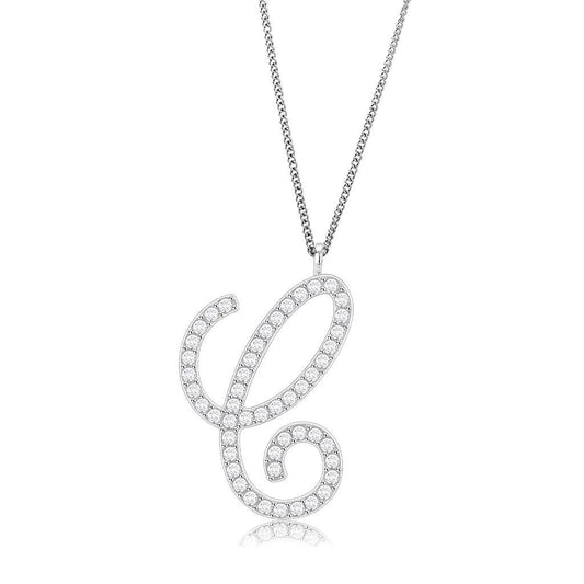 MALO4708 - Imitation Rhodium Brass Chain Pendant with Top Grade Crystal  in Clear