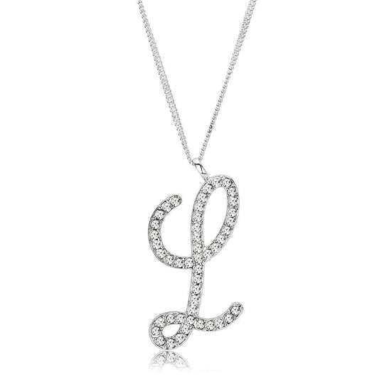MALO4709 - Silver Brass Chain Pendant with Top Grade Crystal  in Clear