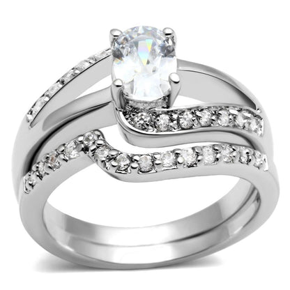 MALO4712 - Rhodium Brass Ring with AAA Grade CZ  in Clear