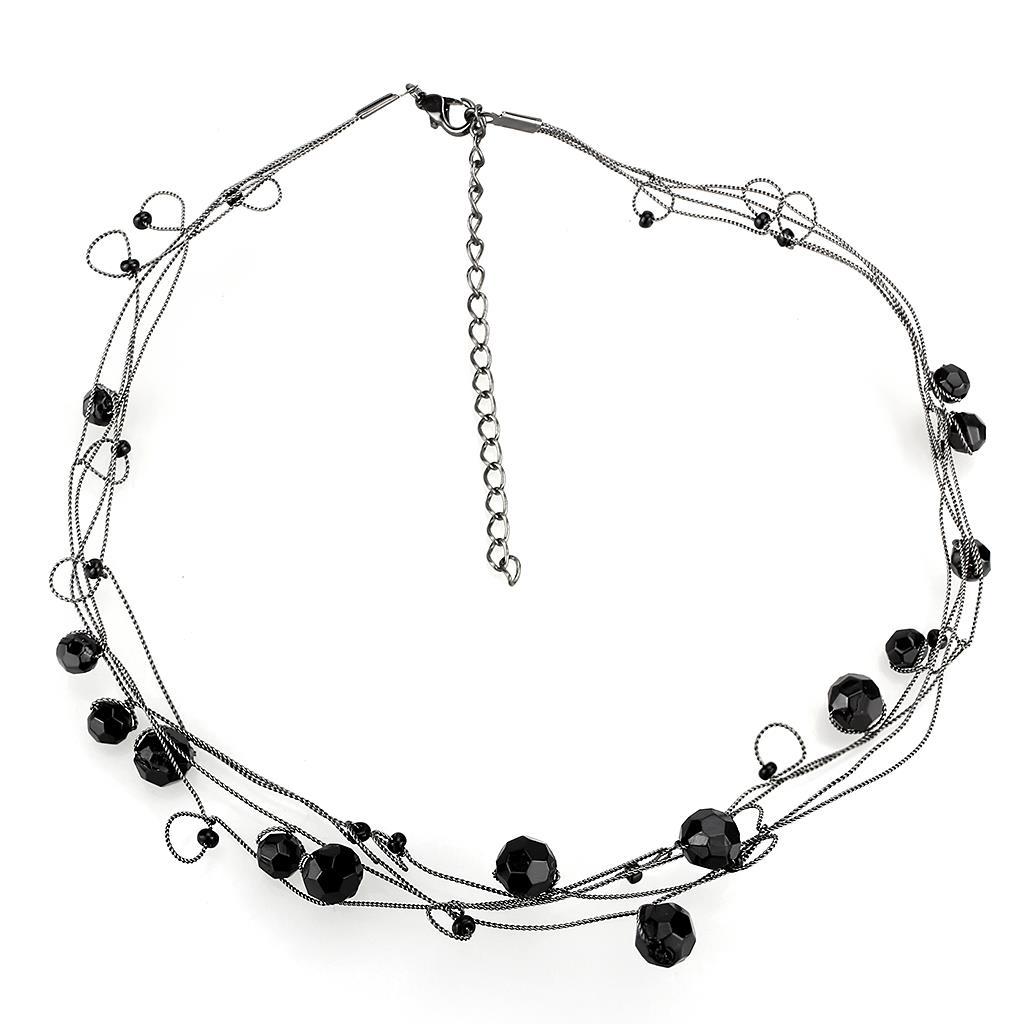 MALO4714 - Ruthenium White Metal Necklace with Synthetic Synthetic Glass in Jet