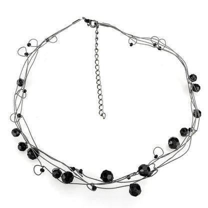 MALO4714 - Ruthenium White Metal Necklace with Synthetic Synthetic Glass in Jet