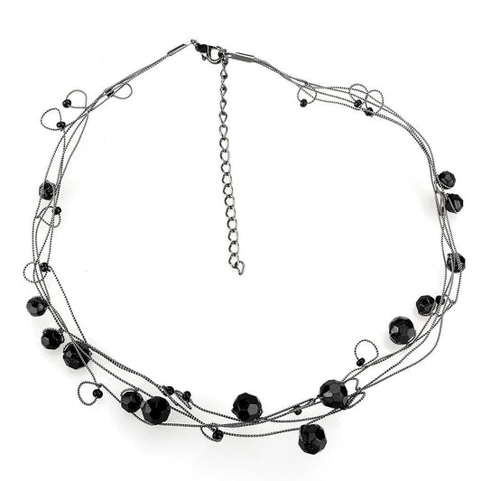 MALO4714 - Ruthenium White Metal Necklace with Synthetic Synthetic Glass in Jet