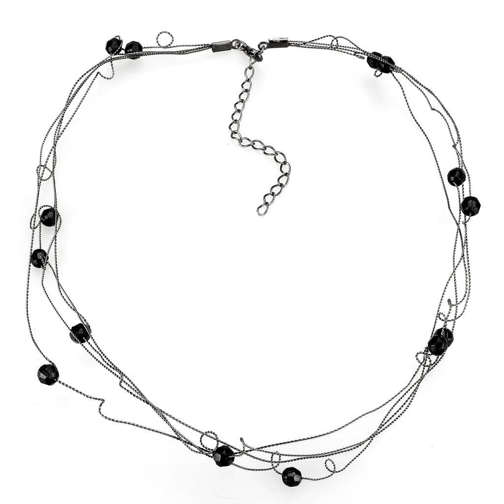 MALO4719 - Ruthenium White Metal Necklace with Synthetic Synthetic Glass in Jet