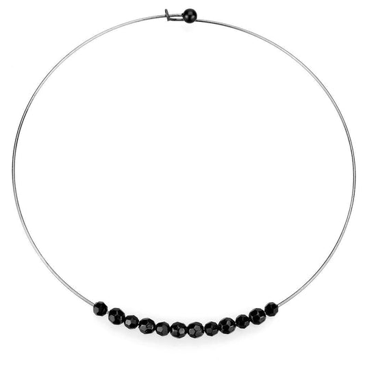 MALO4725 - Ruthenium White Metal Necklace with Synthetic Synthetic Glass in Jet