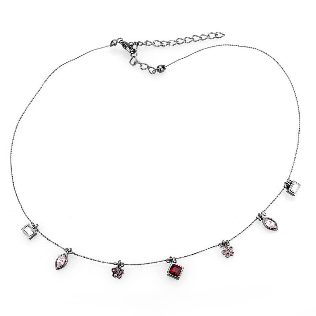 MALO4729 - Ruthenium White Metal Necklace with Top Grade Crystal  in Multi Color