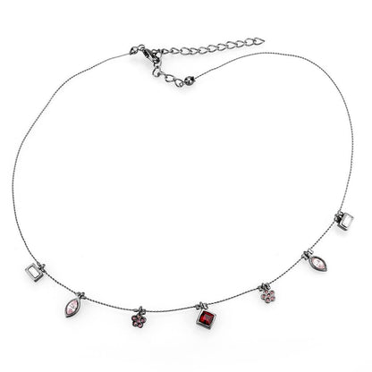 MALO4729 - Ruthenium White Metal Necklace with Top Grade Crystal  in Multi Color