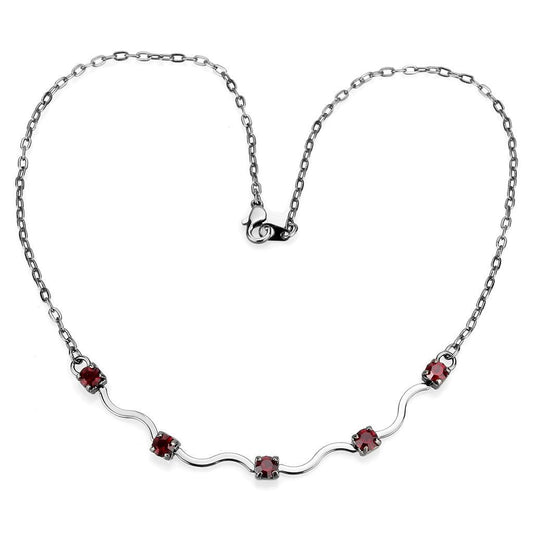 MALO4730 - Ruthenium White Metal Necklace with AAA Grade CZ  in Siam