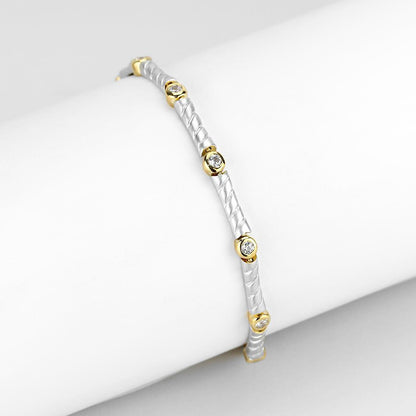 MALO4734 - Gold+Rhodium Brass Bracelet with AAA Grade CZ  in Clear