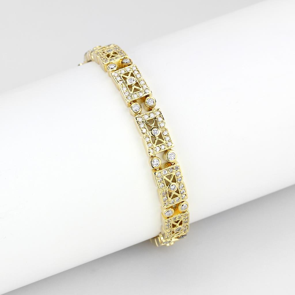 MALO4735 - Gold Brass Bracelet with AAA Grade CZ  in Clear