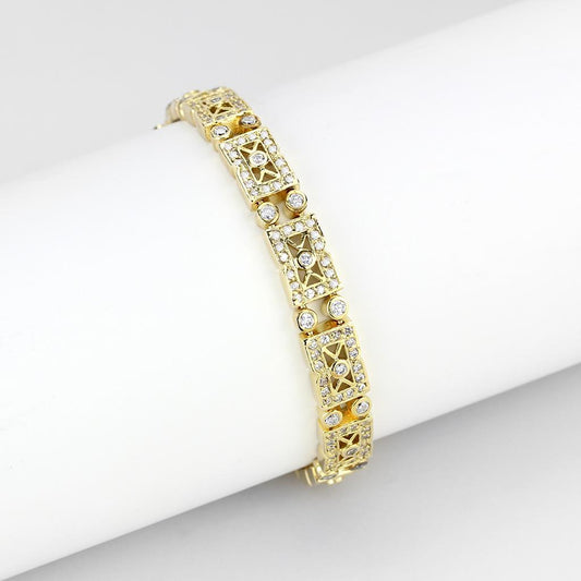 MALO4735 - Gold Brass Bracelet with AAA Grade CZ  in Clear