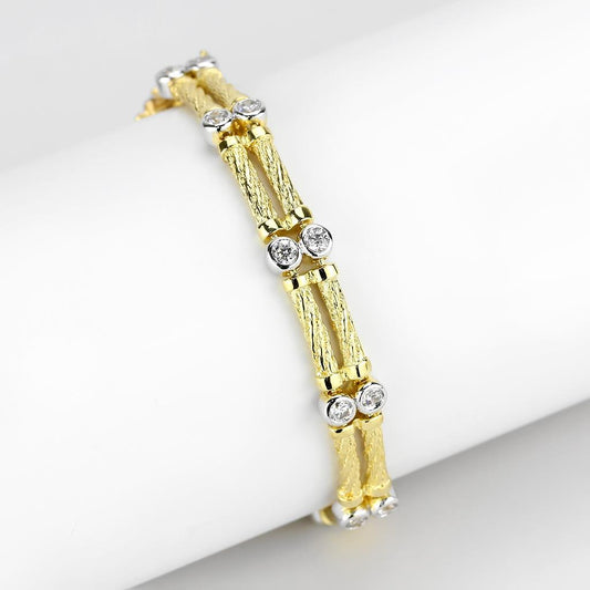 MALO4737 - Gold+Rhodium Brass Bracelet with AAA Grade CZ  in Clear