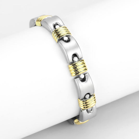 MALO4738 - Gold+Rhodium White Metal Bracelet with No Stone