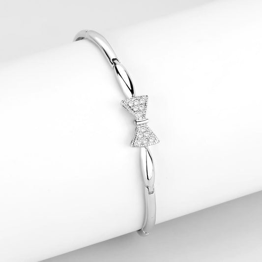 MALO4742 - Rhodium Brass Bracelet with Top Grade Crystal  in Clear