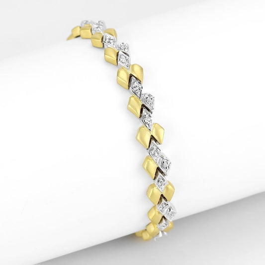 MALO4743 Gold+Rhodium Brass Bracelet with AAA Grade CZ in Clear