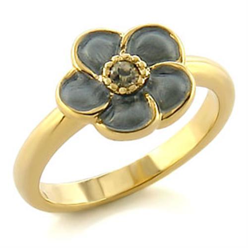 MALO538 - Gold White Metal Ring with Top Grade Crystal  in Black Diamond