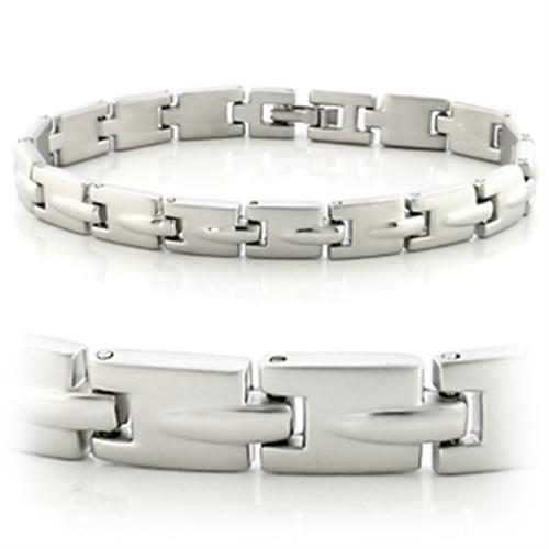 MALO606 - Matte Rhodium & Rhodium White Metal Bracelet with No Stone