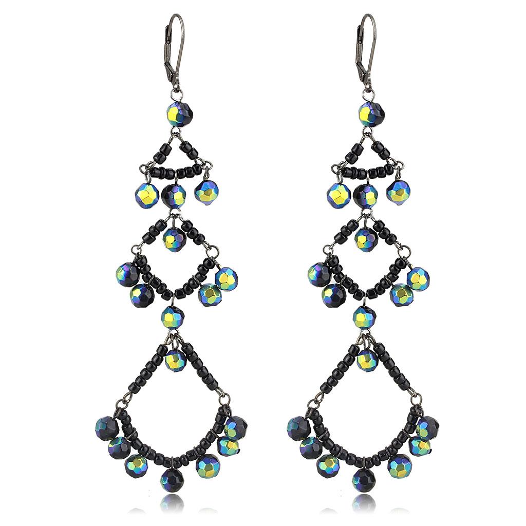 MALO628 - Antique Silver Brass Earrings with Top Grade Crystal  in Multi Color